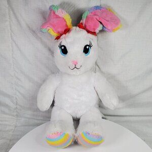 Build A Bear Workshop 16" Sweet Stripes Bunny Rabbit White Rainbow ears Plush